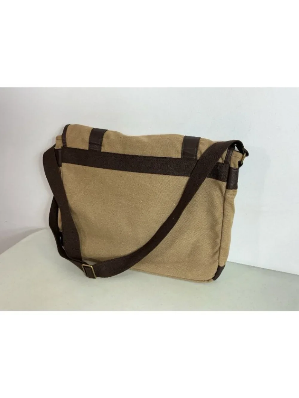 Wells Fargo Tan Canvas Brown Leather Messenger Bag Utility Crossbody